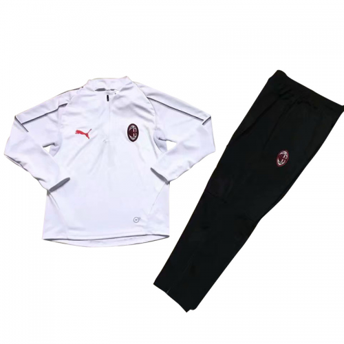 Kids AC Milan 18/19 Training Sweat Top Tracksuit White With Pants